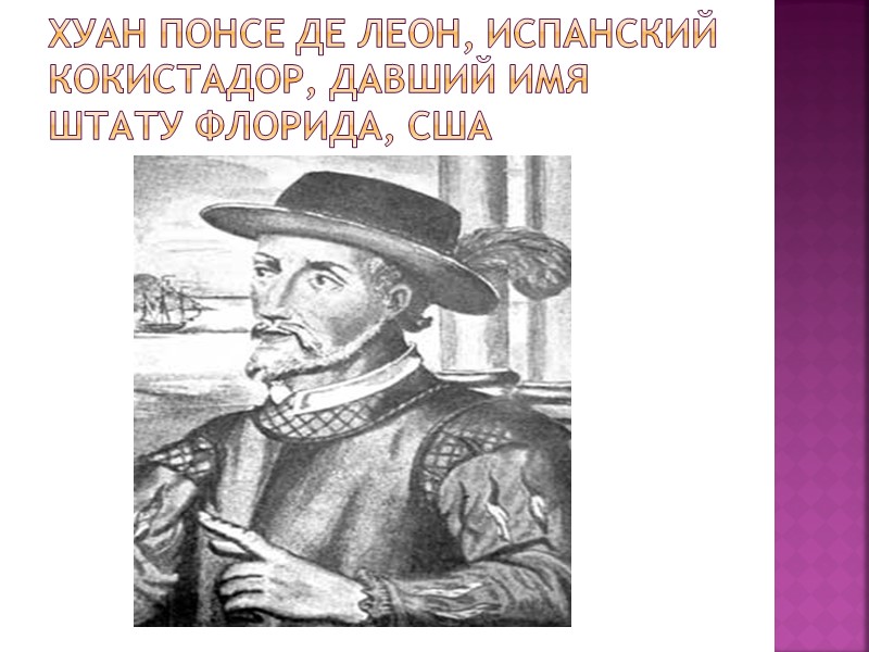 Хуан Понсе де Леон, испанский кокистадор, давший имя штату Флорида, США